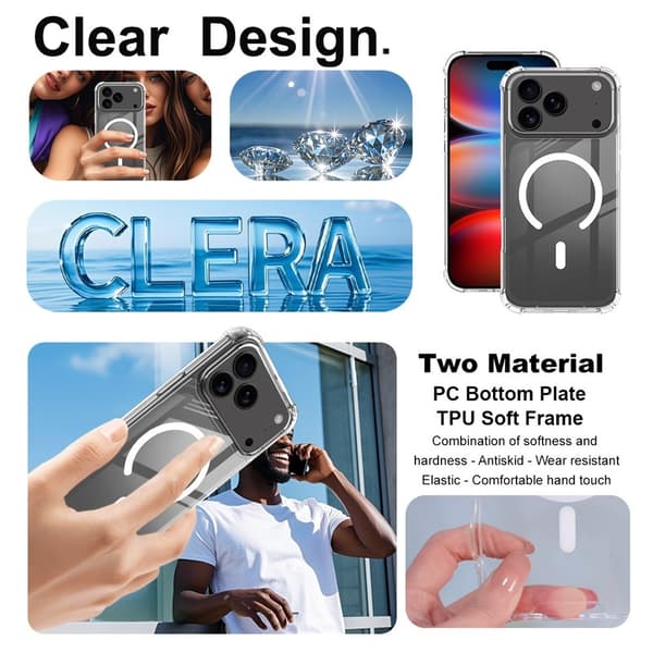 IMAK Kompatibel med iPhone 17 Pro Max Deksel MagSafe Støtsikkert Transparent 58