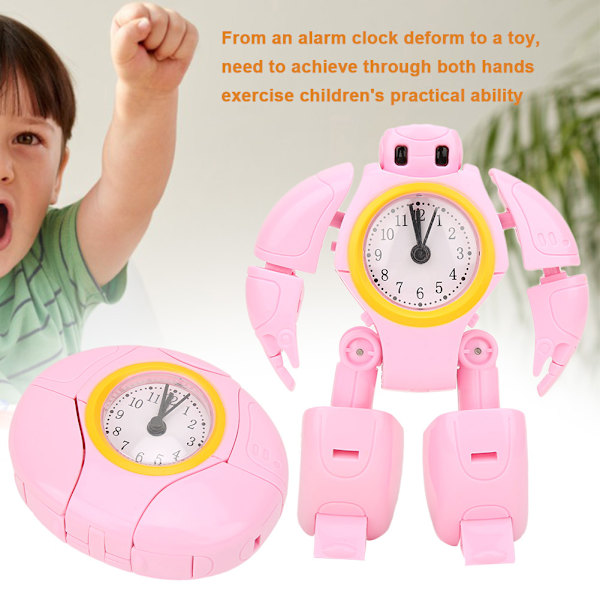 Creative Mini Elektronisk Tecknad Deformation Robot Väckarklockor Barn Barnleksak (Rosa)