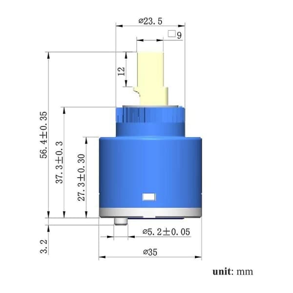 Keramisk vandhanepatron 35 mm Kompatibel med udskiftning af etgrebsventil