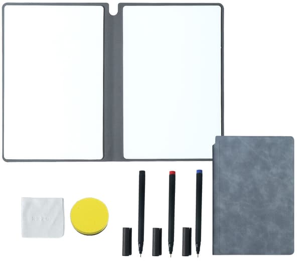 Ny A5 whiteboardtavle, genanvendelig foldbar whiteboard-notesbog til forretning, kontor, skoler og hjem, grå gray
