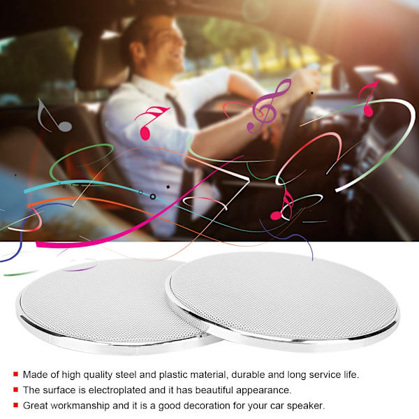 5-tommer plastram hvid mesh bilhøjttaler Grill Guard Protector Cover (2 stk)