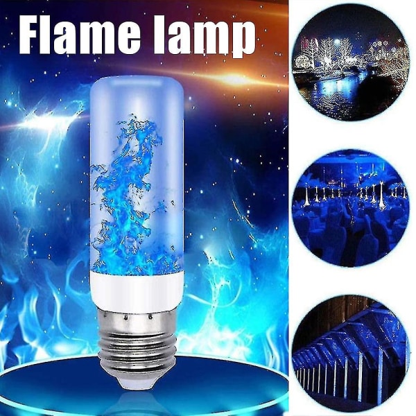 Led Flame Effect Glödlampor 3 Modi Flikkerende Vuurlamp E27 Standard Base Festival Festdekor blue