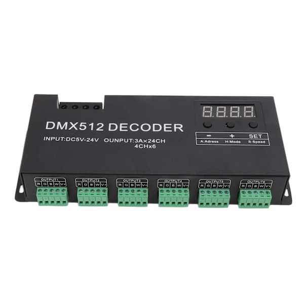 24-kanavainen DMX-dekooderi Digitaalinen näyttö RGBW DMX512 himmenninohjain LED-ohjain vaihebaariin DC5V-24V