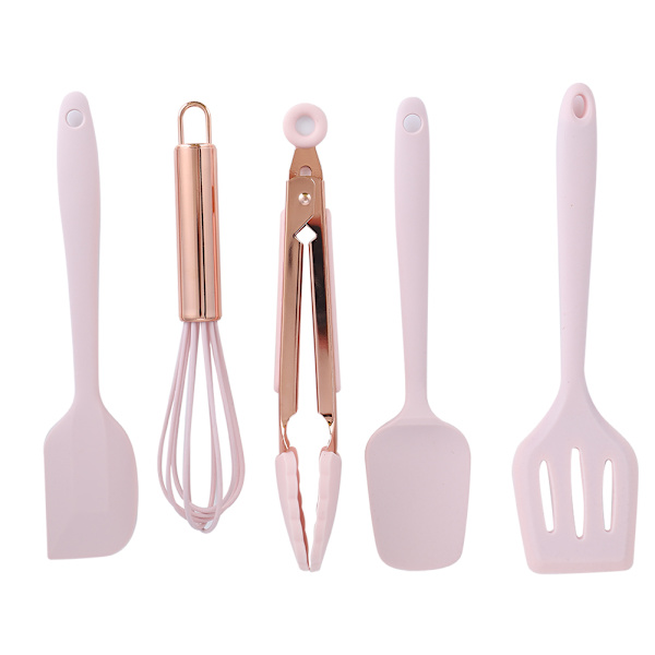 5 Pcs Silicone Kitchen Utensil Set Silicone Spatula Scraper Egg Beater Cooking Tools Kitchen Equipment