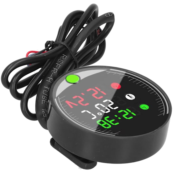 LED Motorcykel Modifierad Voltmeter Omgivningstemperaturmätare Kronograf 9‑24V Universal