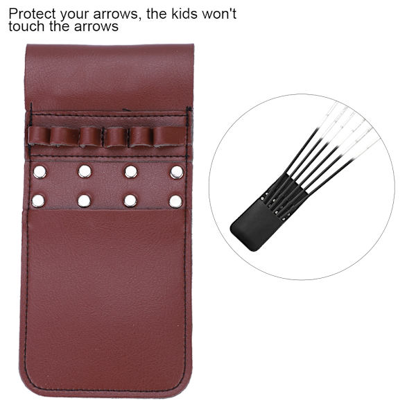 Bärbar Pocket Quiver PU Läder 6st Arrow Midjehållare Väska Bågbågskytteutrustning (Brun)