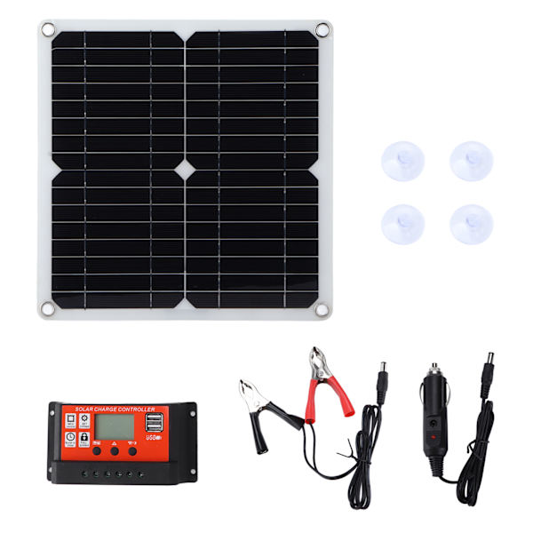 15W Solpanelssats Dubbel USB DC-utgång 100A Controller Solceller för Bilbåt Batterikontroll Orange