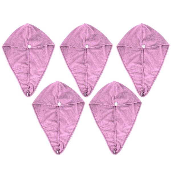 5 st mikrofiberhårtorkhatt Absorberande Snabbtorkande Kvinnor Flickor Mjuk Turban Handduk 9,1x25,6in Ljuslila