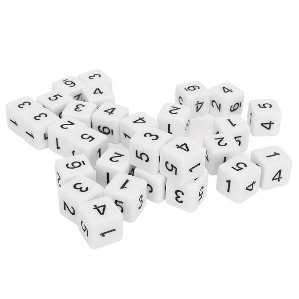 30st Dice Set 16mm 6-Sided Plastic Educational Number Dice Cubes for Math Games Tabletop Games Board Games White