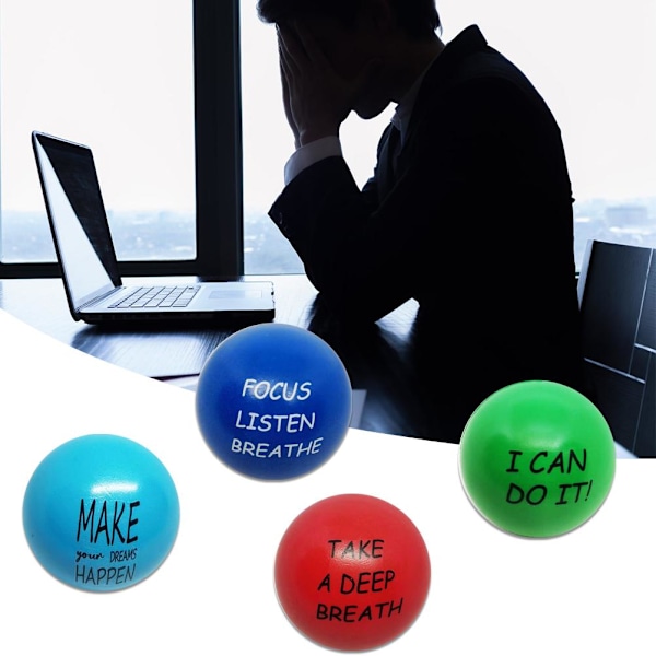 Stressbollar Dekomprimerande boll med motiverande citat Handträningsbollar Fidget-leksaker för barn och vuxna för att lindra ångest och stress