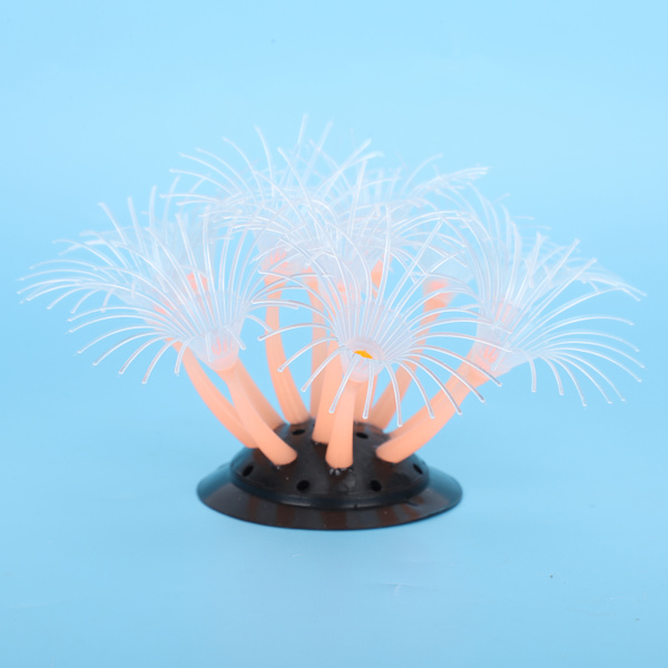 Kunstig Solsikke Korall Silikon Simulering Vandplante Akvarium Akvarie Dekoration Orange