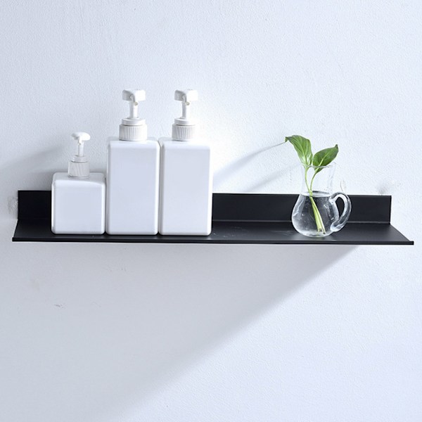 Svart badrum Enkellager Space Aluminium Matt Rack Hylla (#50cm)