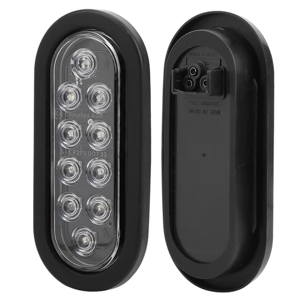 10LED Oval Tilhengerlys - Vanntett og Overflate Montert (2 stk, hvit)