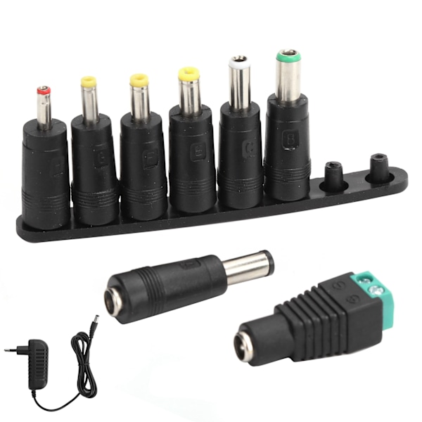 Virtalähdeadapteri 12V 2A LED-nauhoille Vaihtava laturi 8 DC-muuntokoskettimella 100-240VEU-liitäntä