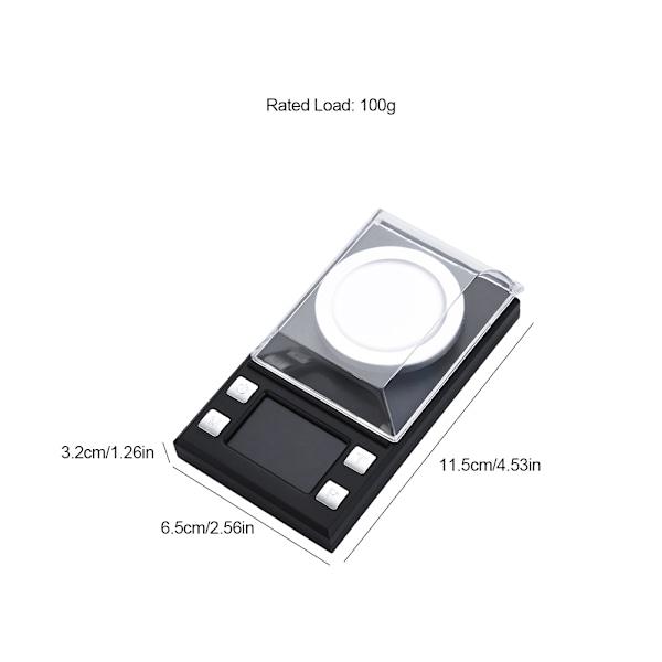 Bärbar LCD digital elektronisk fickvåg med hög precision 0,001 g smycken guldvägning (100 g)