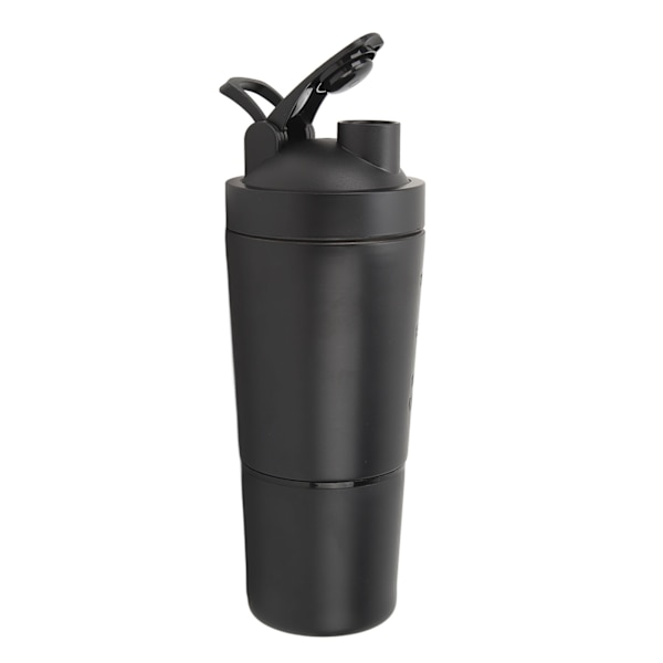 Shakerflaske Proteinshakervåg i rustfritt stål Bærbar shakerkopp med visp for proteinblanding Pre Workout Svart 600 ml