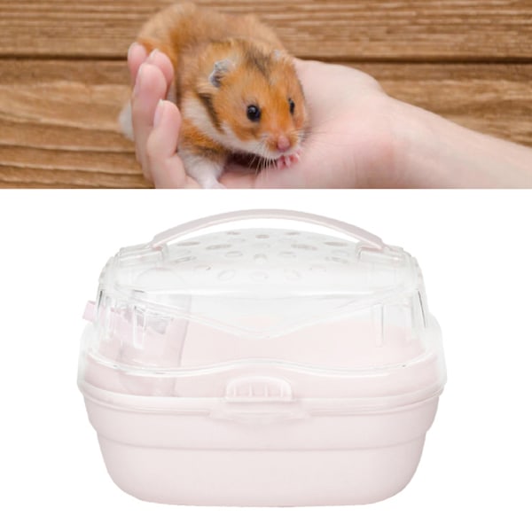 Hamsterväska Bur Bärbar Lättviktsväska för smådjur för utomhusresor Lätt körsbärsrosa