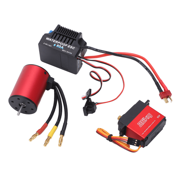 S3650 3100KV børsteløs motor 60A børsteløs ESC med 25KG metal servo combo til 1/8 1/10 2S-4S RC bil