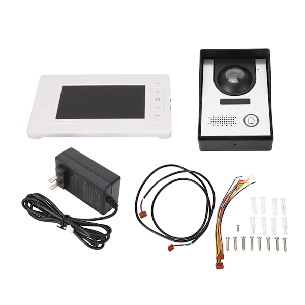 7-tums Intercom-dörrklocka för hemmabruk Handsfree Night Vision Kabelansluten videodörrklocka Intercom-system för hemmet 100‑240V US-kontakt