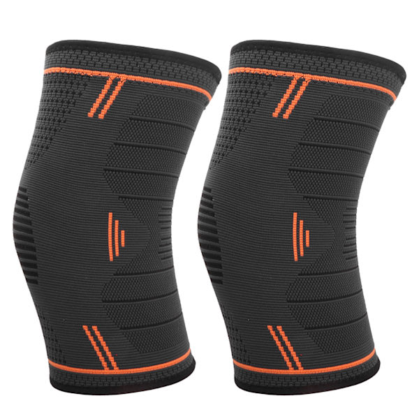 Utendørs Anti-Slip Sports Knebeskyttere Fitness Kneortose Strikket Knekompresjonserme (L Oransje)