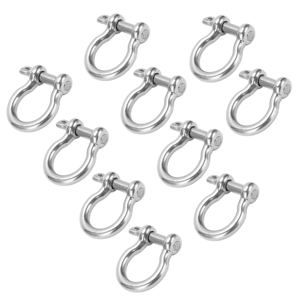10 stk Bøjle Shackle D Ankerlast Rustfrit Stål UShape til Camping Vandreture Klatring M5