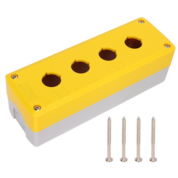 BERM Push Button Switch Control Station Box Industrial 4 Gang Vattentät ABS Gul
