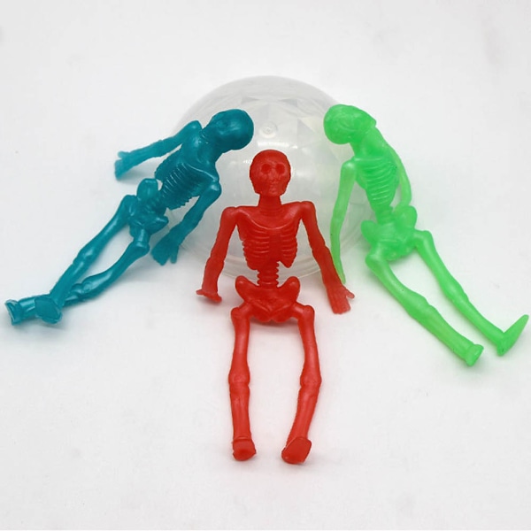 10 st Random Color TPR Mjuk Skelettram Sträckbara skelett Halloween Knepig rolig leksaksfestfavoriter