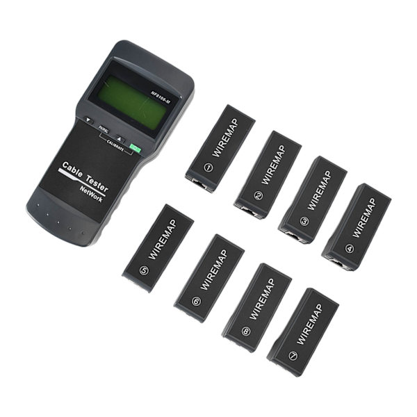 F‑8108‑M LCD Display Netværkskabellængdetester Kabeltrådsfejlfinder med 8 fjernenheder