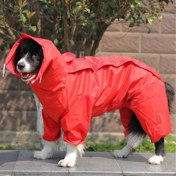 Rød hunderegnfrakke med aftagelig hættetrøje, frakke med snoretræk, 10 størrelser 78cm