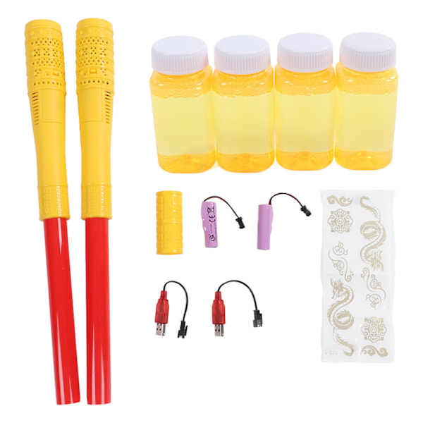 Barn Bubble Maker Automatisk Dual Head Golden Stick Bubble Toy Uppladdningsbar bärbar leksak