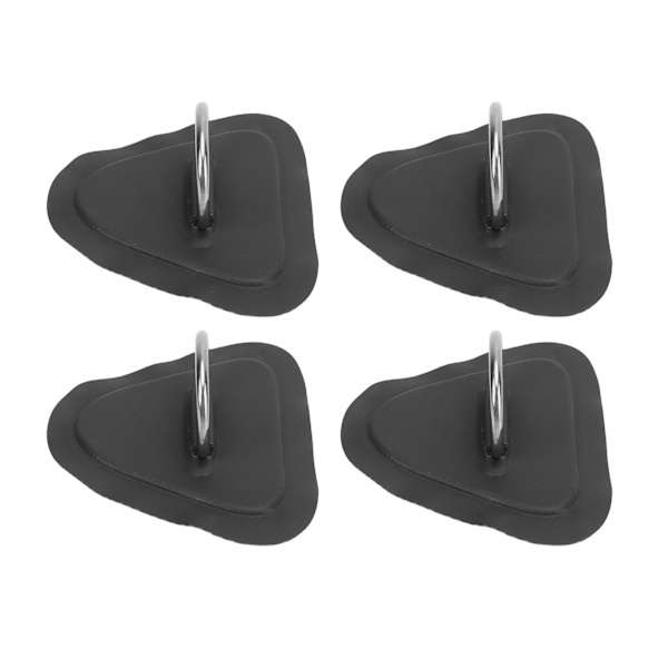 4 stk D-Ring Patch Rustfrit Stål D-Ring Pad til Oppustelig Båd Surfbræt Jolle Paddle Board Sort