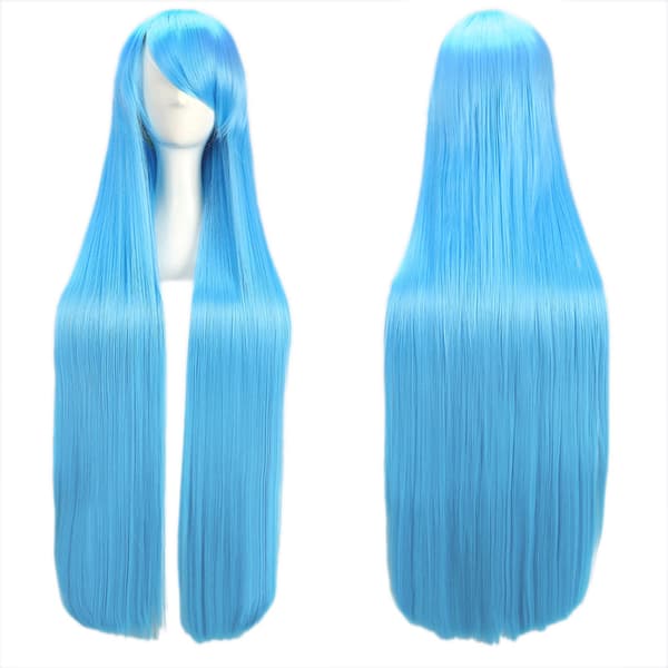 100 cm/39 tommer Mellomlang Rett Anime Parykk for Dame color 2