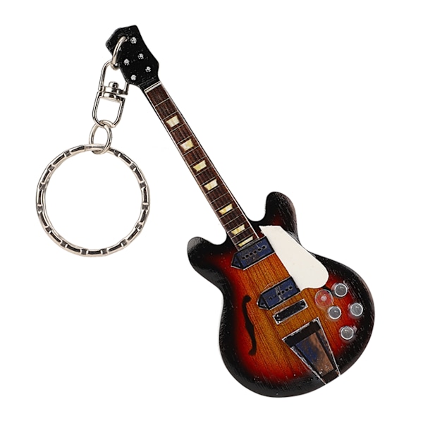 Gitarr Nyckelring Bärbar Söt Mini Gitarrhänge Nyckelring Ring Födelsedagspresent till Musikälskare Student 04