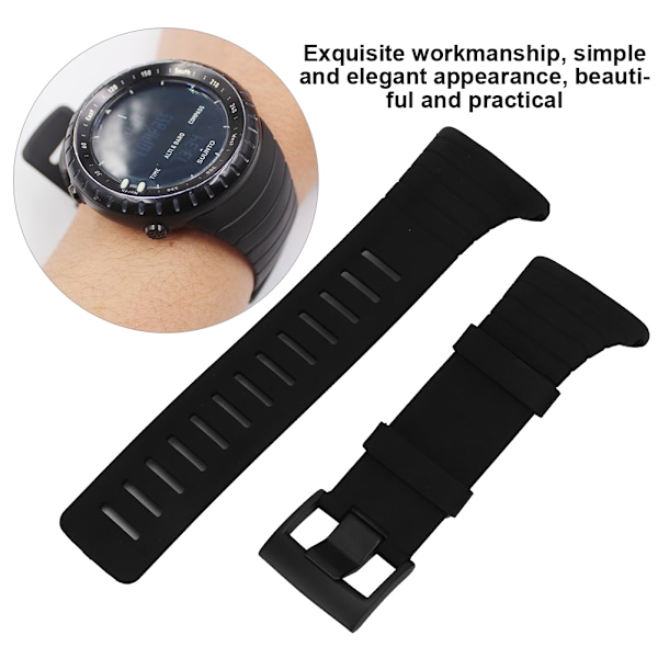 Universal Rubber Watchband Watch Strap Replacement Accessory för Suunto Core Black