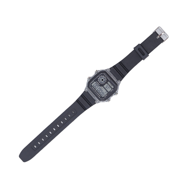Elektronisk sportsur 12/24 timer vandtæt digitalt armbåndsur med lysende alarmfunktion Transparent