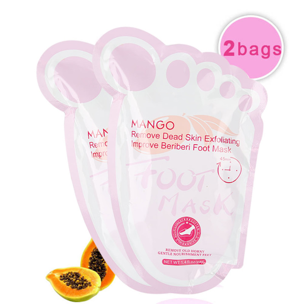 2 kpl / pussi Mango Foot Peel Mask Kuolleen ihon poisto Kynsinauhojen poisto Jalkavoiteen kuorinta