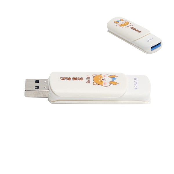 U Disk Bærbar USB2.0 Flash Drive til Studerende Sød Datalagring Memory Stick Gave (Slide CoverKeep Smiling 128GB)