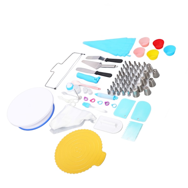 140 st Cake Decorating Supplies Kit med 48 Icing Tips, Tårtbotten, 50 Bakelserpåsar för Bakning, Dekorering, Tårtbakningsverktyg