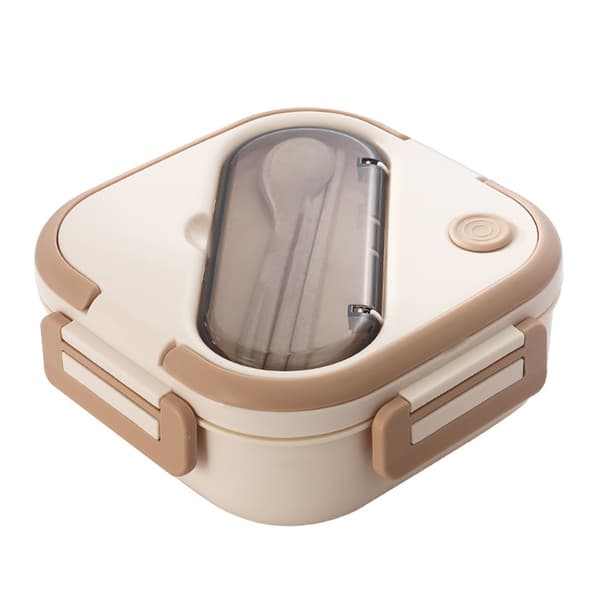 Bento Box Plastic Compartments Insulated Leakproof Lunch Box for School Work Microwave Safe Khaki