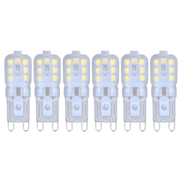 G9 Glødepære Dimbar Øyevennlig Strømsparende 14 LED 3W Glødepære for Lysekrone Bordlampe 6 stk Hvit Lys 220V