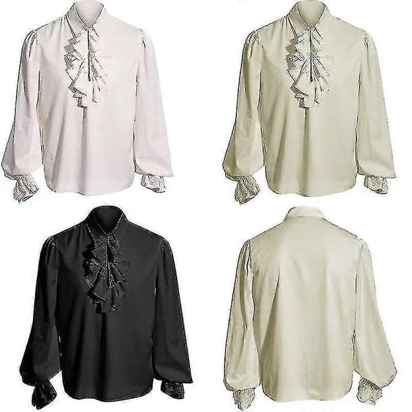 Middelalderlig victoriansk steampunk-skjortedragt til mænd black 2XL