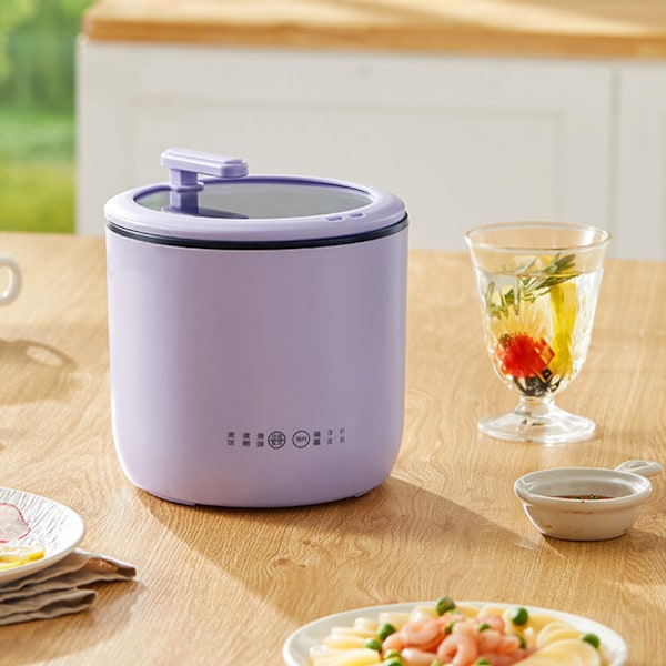 Mini riskokare Multifunktionell hem Elektrisk rismaskin Lågeffekt sovsal Non Stick Congee Cooking Pot CN 220V Lila
