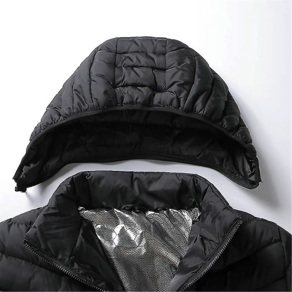 Unisex Elektrisk Usb Opvarmet Jakke Vinter Warm Heat Pad Klæd Body Warmer Coat Outwear black XL