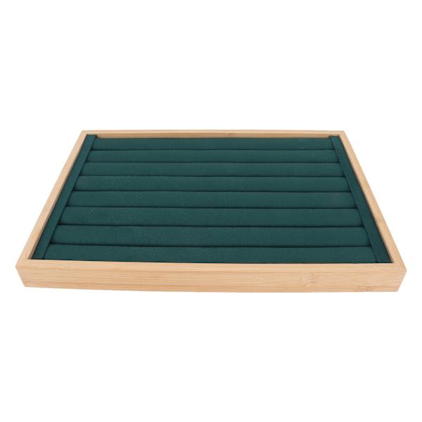 Rings Tray 7 Rows Stackable Protective Scratch-Proof Liner Box Insert Earrings Storage Display Case Green