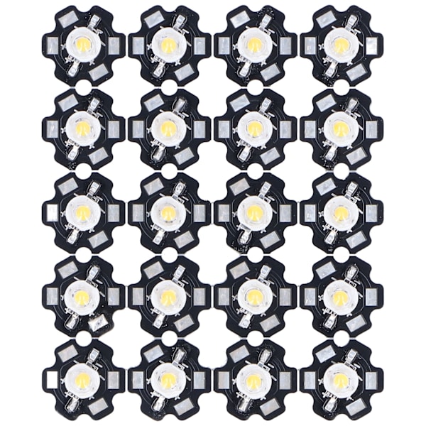 20 stk LED-lampeperler lavspenning høy lysstyrke aluminium LED-brikke med aluminiumsubstrat for DIY-belysningsarmaturer varm hvit