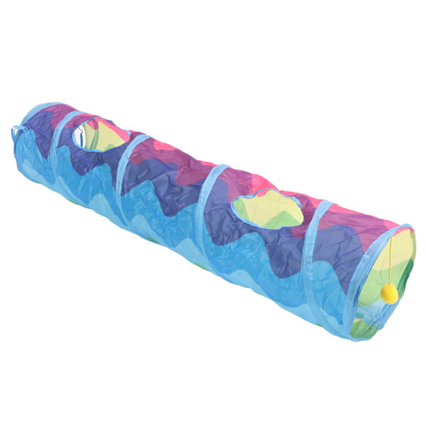 Cat Tunnel Rainbow Wave Color Rolig interaktiv hopfällbar kattungetunnel för inomhusbruk