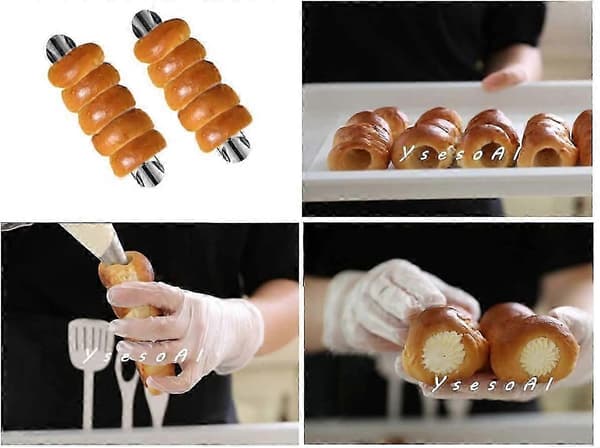 16 stk. Cannoli-rør, rustfri stålforme, non-stick forme, flødehorn, wienerbrødsforme til croissant, fløderulle