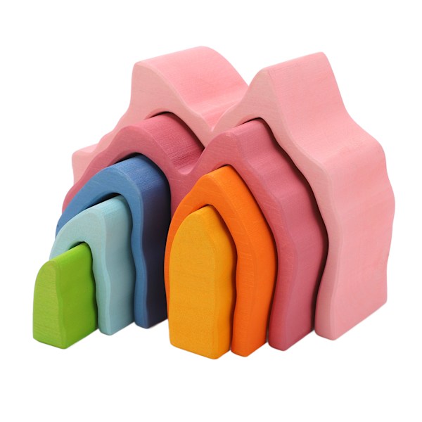 7 st Träblock Coral Reef Element Stacker Leksaker Barn lär ut tidiga träleksaker