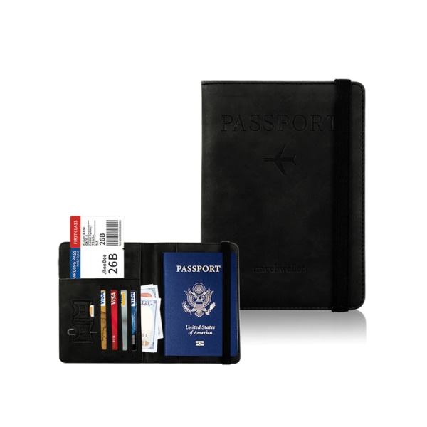 2 stk RFID-blokkerende passholder for reisepass-lommebok