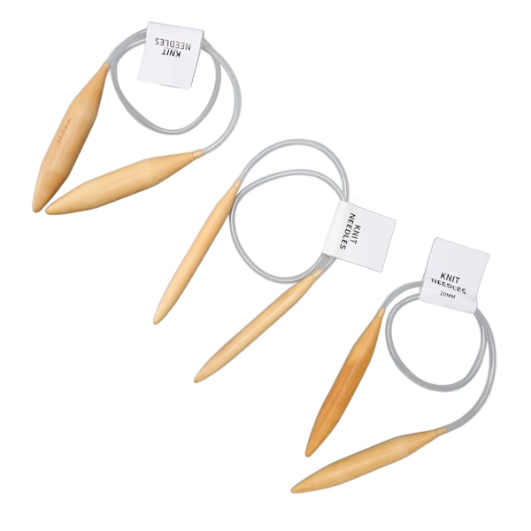 Runda stickor i trä, 80 cm långt set med blandade storlekar, starka rundstickor i bambu för mattor, halsdukar och tjockt ullgarn
